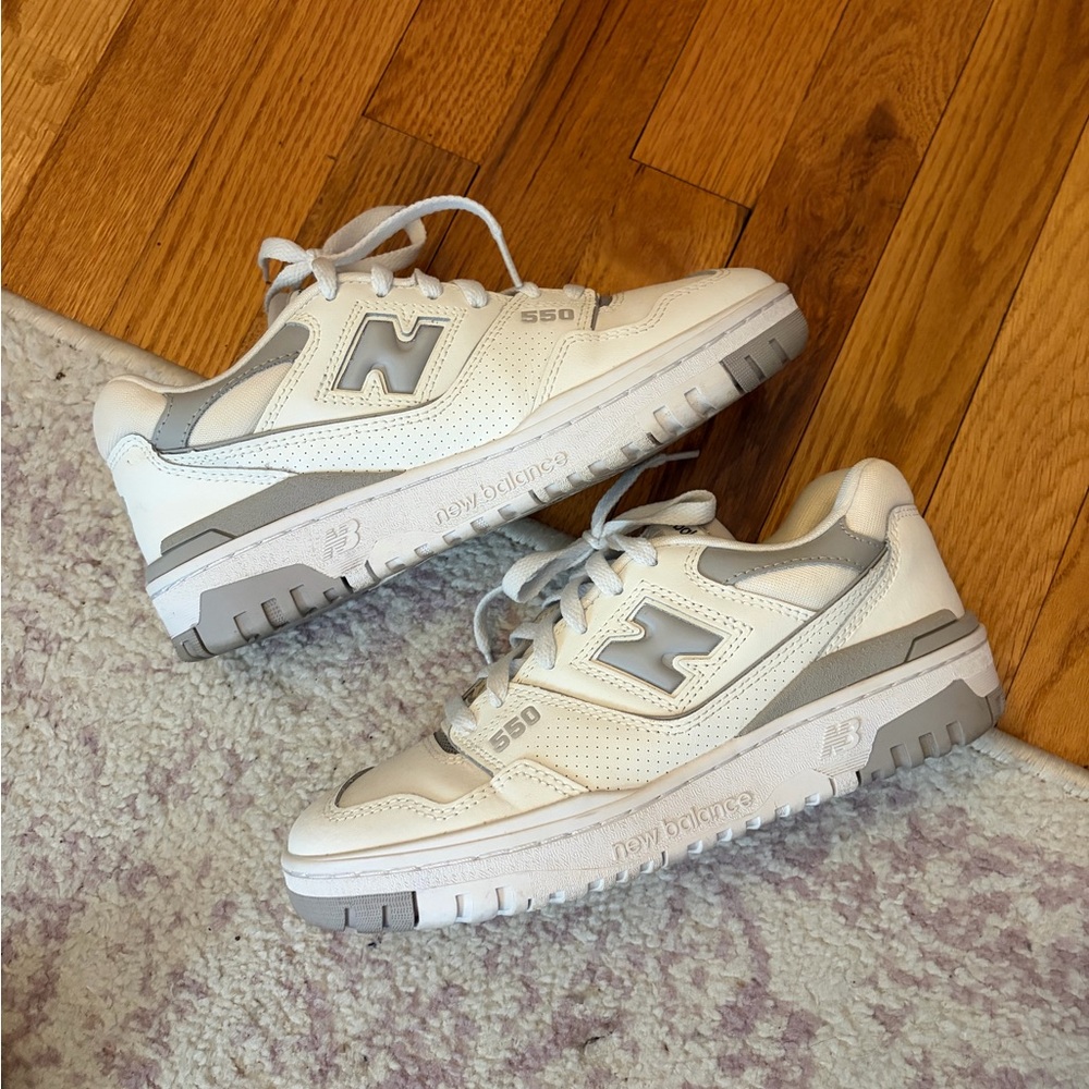 New Balance 550 Cream and Gray Sneakers